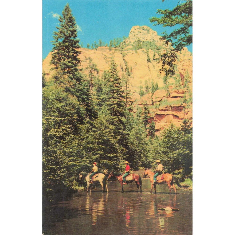 Oak Creek Canyon Arizona Postcard Horse Riders Sedona Bob Bradshaw 61818